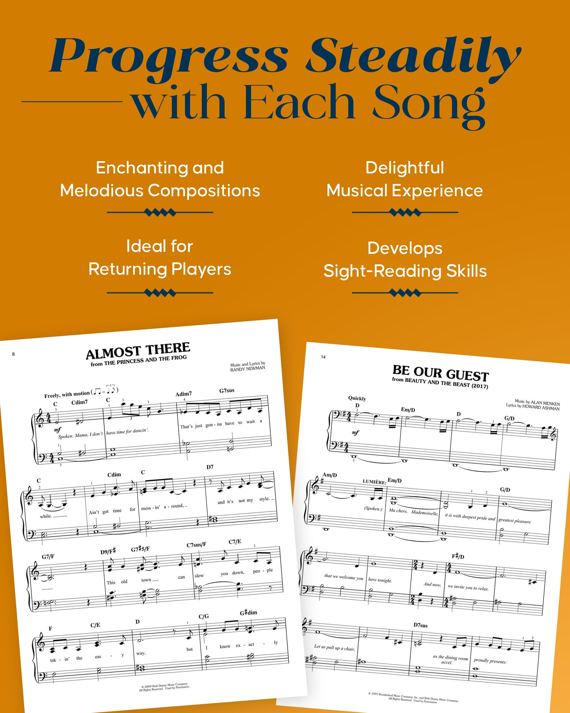 The 40 Most-Streamed Disney Songs | Easy Piano Songbook for Beginners | Sheet Music Book with Lyrics for Kids and Adults | Popular Disney Movie Hits for Students Teachers and Family Piano Practice