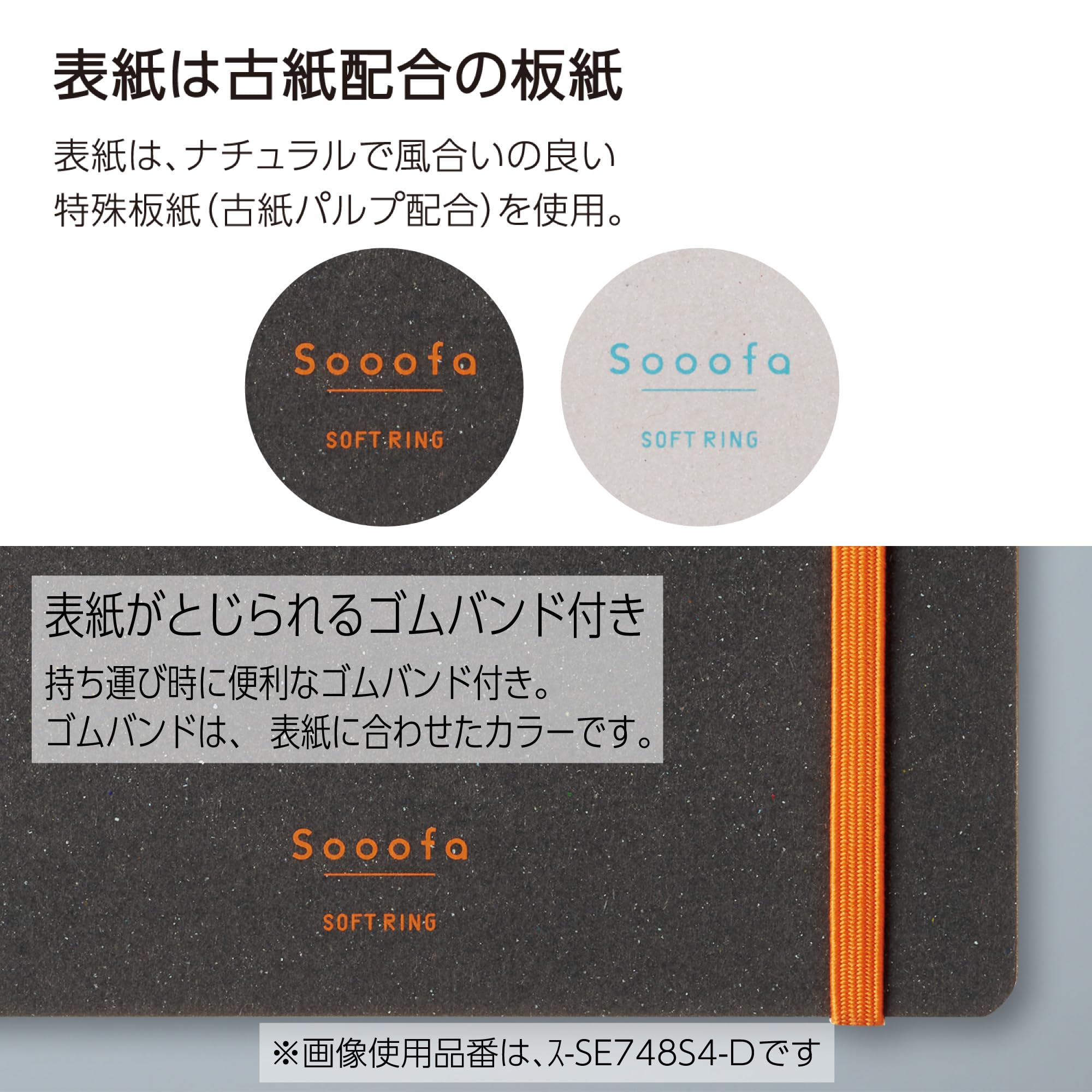KOKUYO Graph Journal Notebook, Sooofa 7.2'' x 5.5'' Soft Ring Notebook for Women 4mm Grid Ruled, 80 Perforated Sheets, Black, B6 Notebook for Work Journals for Writing. Japan Import (S-SE748S4-D)