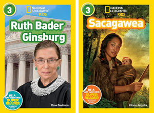 National Geographic Kids Readers Level 3 Book Set (10 Books) – Queen Elizabeth II, Ruth Bader Ginsburg, Sacagawea, September 11, Sonia Sotomayor, Roar!, Sharks!, Squeak!, Titanic, Statue of Liberty