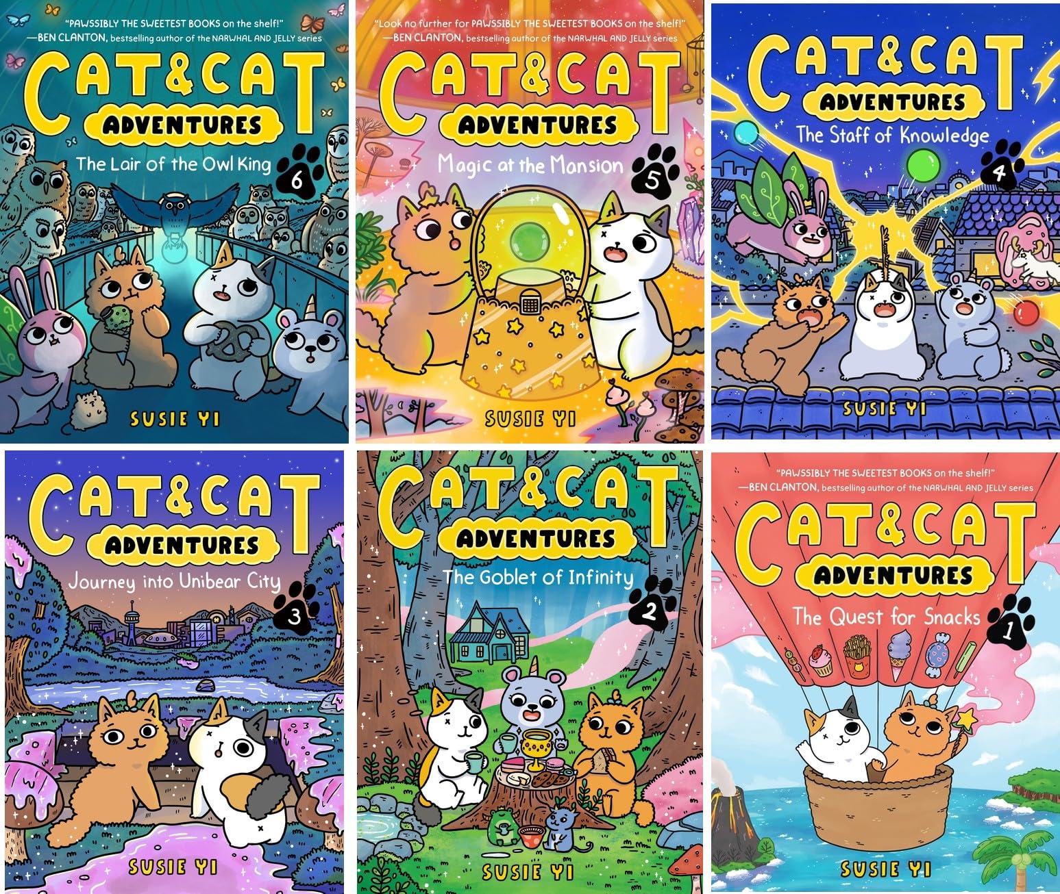 Cat & Cat Adventures Graphic Novel Series 6 Books Set by Susie Yi: Books 1–6