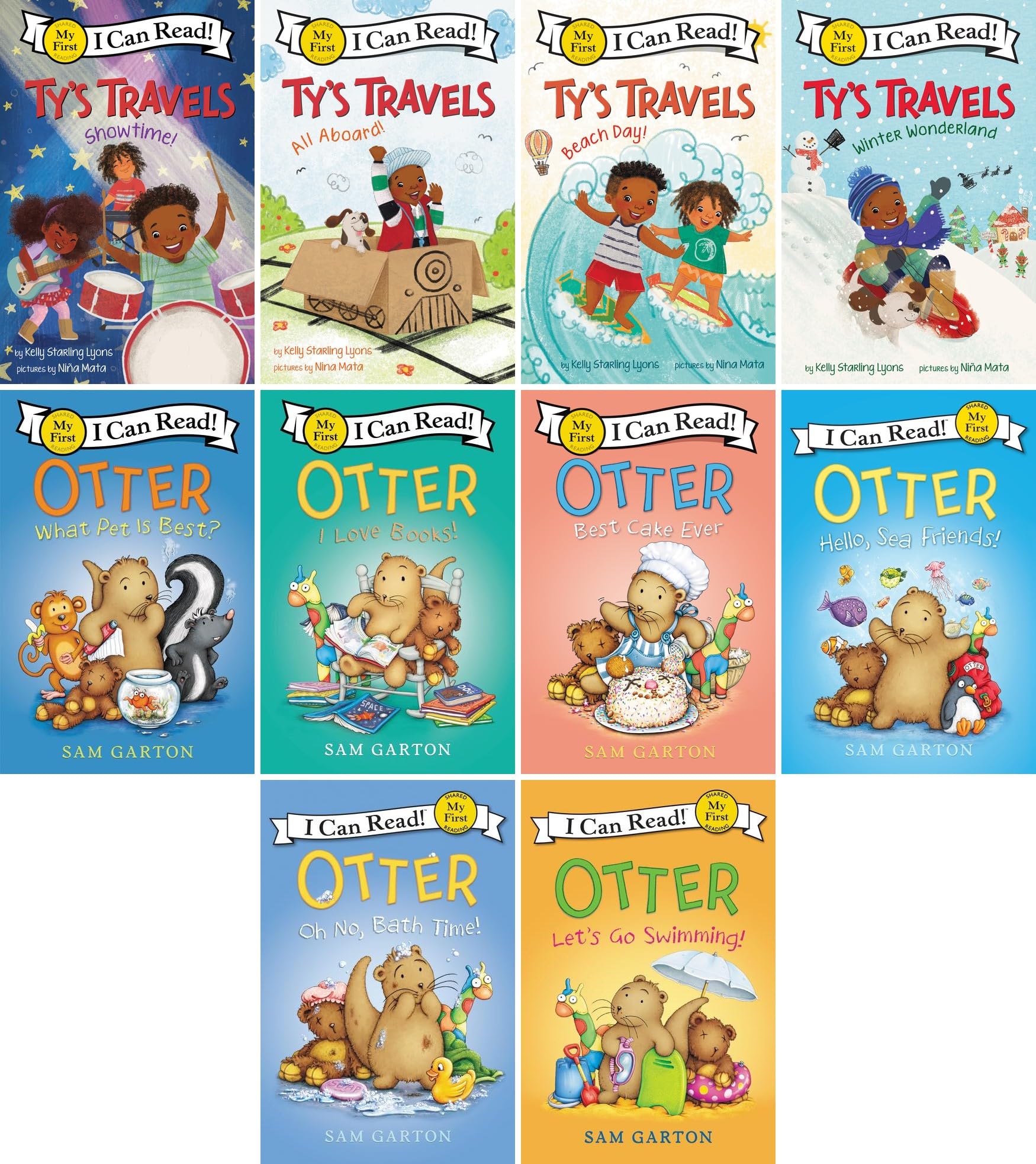 Ty’s Travels & Otter My First I Can Read 10 Books Set: Showtime!, All Aboard!, Beach Day!, Winter Wonderland, What Pet Is Best?, I Love Books!, Best Cake Ever, Hello Sea Friends, Bath Time, Swimming