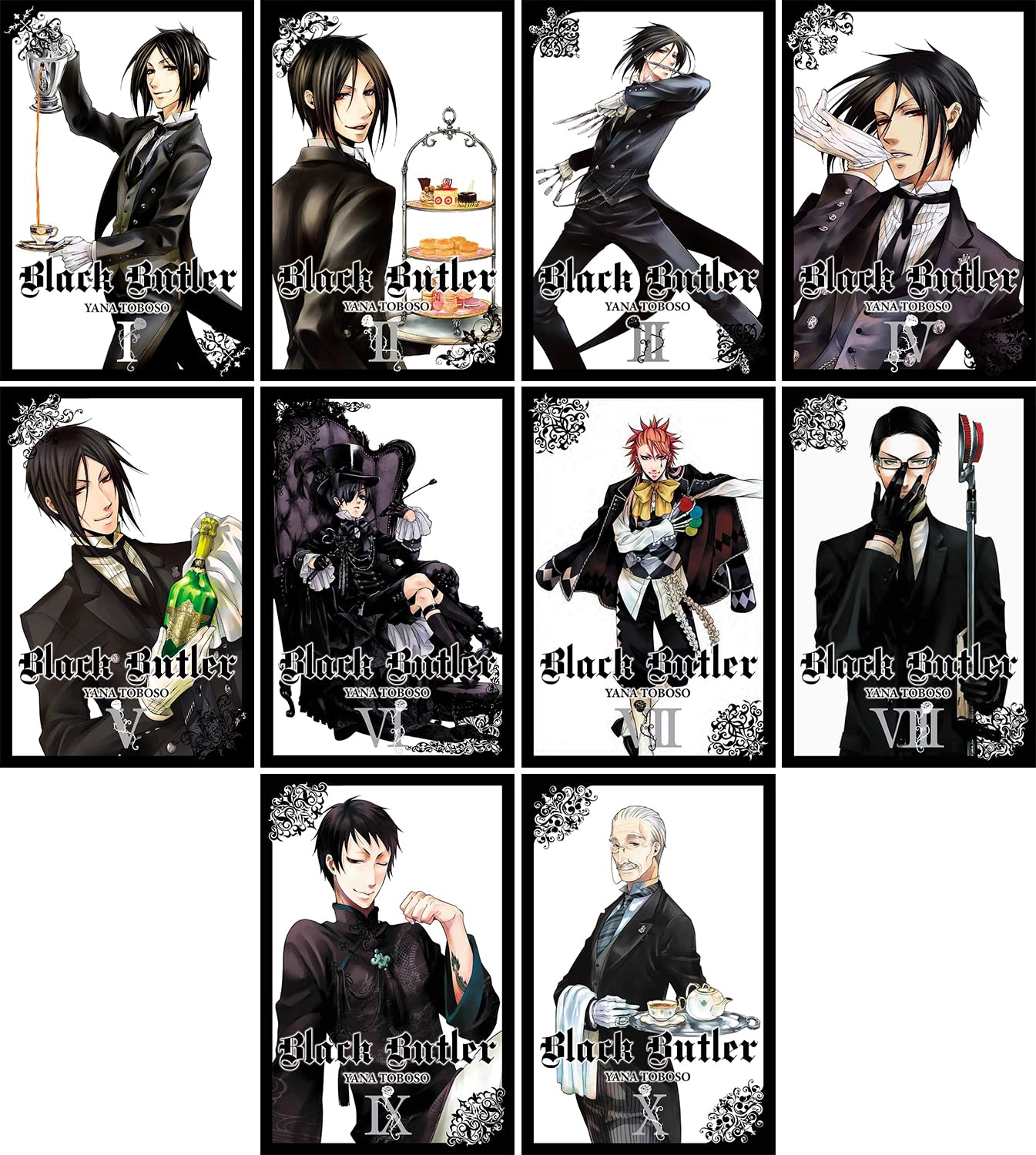 Black Butler Manga Set Vol 1 - Vol 10 by Yana Toboso