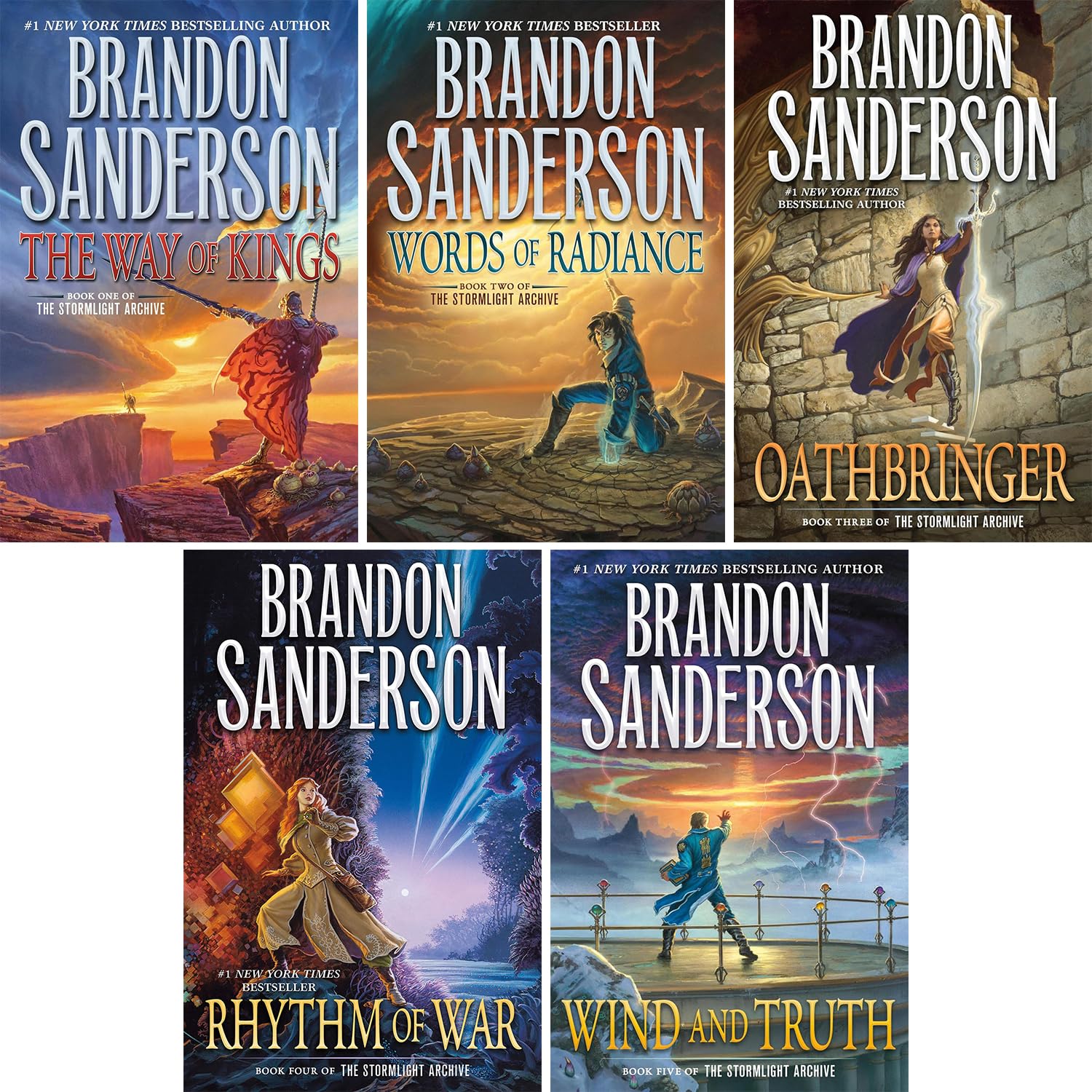 5-Book Stormlight Archive Hardcover Set: The Way of Kings, Words of Radiance, Oathbringer, Rhythm of War, Wind and Truth