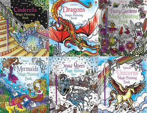 Magic Painting Book 6 Books Collection Pack Set #3 (Cinderella, Dragons, Fairy Gardens, Mermaids, Snow Queen, Unicorns)