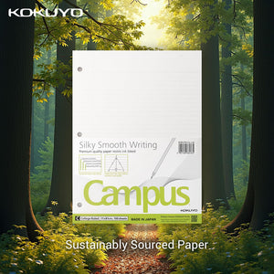 Kokuyo Campus Loose Leaf Paper for 3 Ring Binders, 8-1/4"x11”, College Ruled Notebook Paper, 100 Sheets, 70 GSM Japanese Smooth Paper Prevents Ink Bleeding, School Suppliers.Japan Import(WSG-NO-887G1)