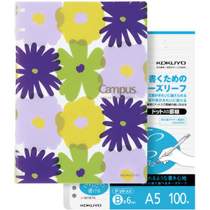 KOKUYO SOU SOU 2x2 Spiral Binder Notebook, A5 Refillable Binders with 100 Sheets 6mm Dot Ruled Loose leaf Paper. Pre-Packed 10 Sheets in 8mm Ruled, Notebooks for School & Work