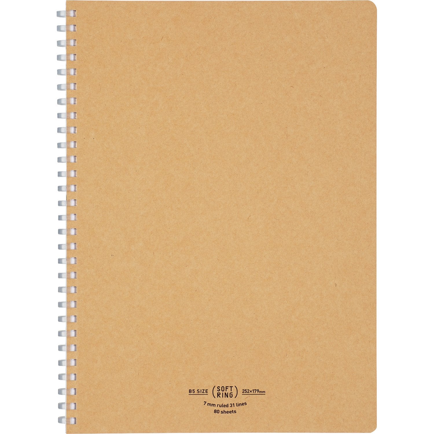 KOKUYO Spiral Lined Notebook, 10'' x 7'' Business Journal B5 Soft Ring Notebooks with 7 mm Ruled, 80 Perforated Sheets, Beige 1 Subject Notebook, Note Taking for Work. Japan Import (SU-SV608A-S)