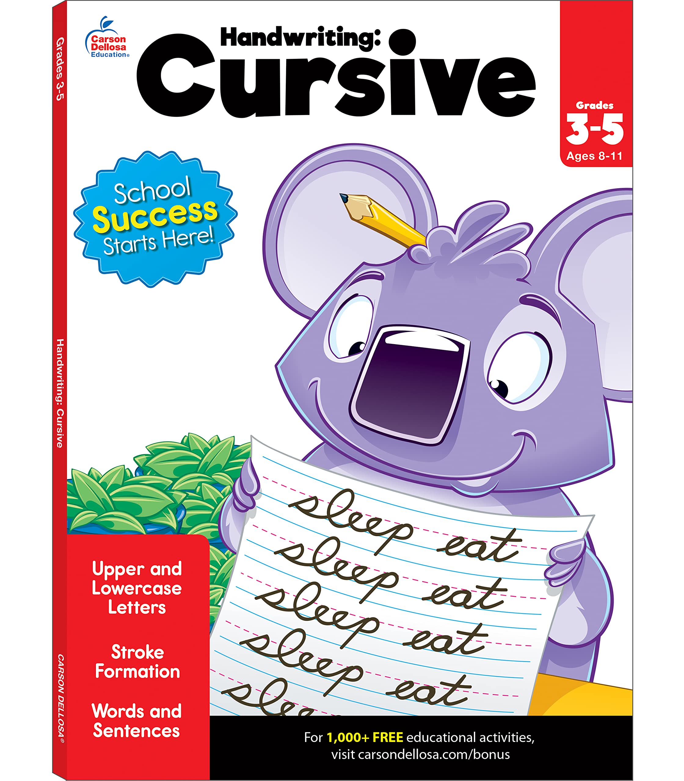 Carson Dellosa Grades 2-5 Cursive Handwriting Workbook, Writing Book With Sight Words, Sentences, and Letter Tracing Activities, Classroom or Homeschool Curriculum