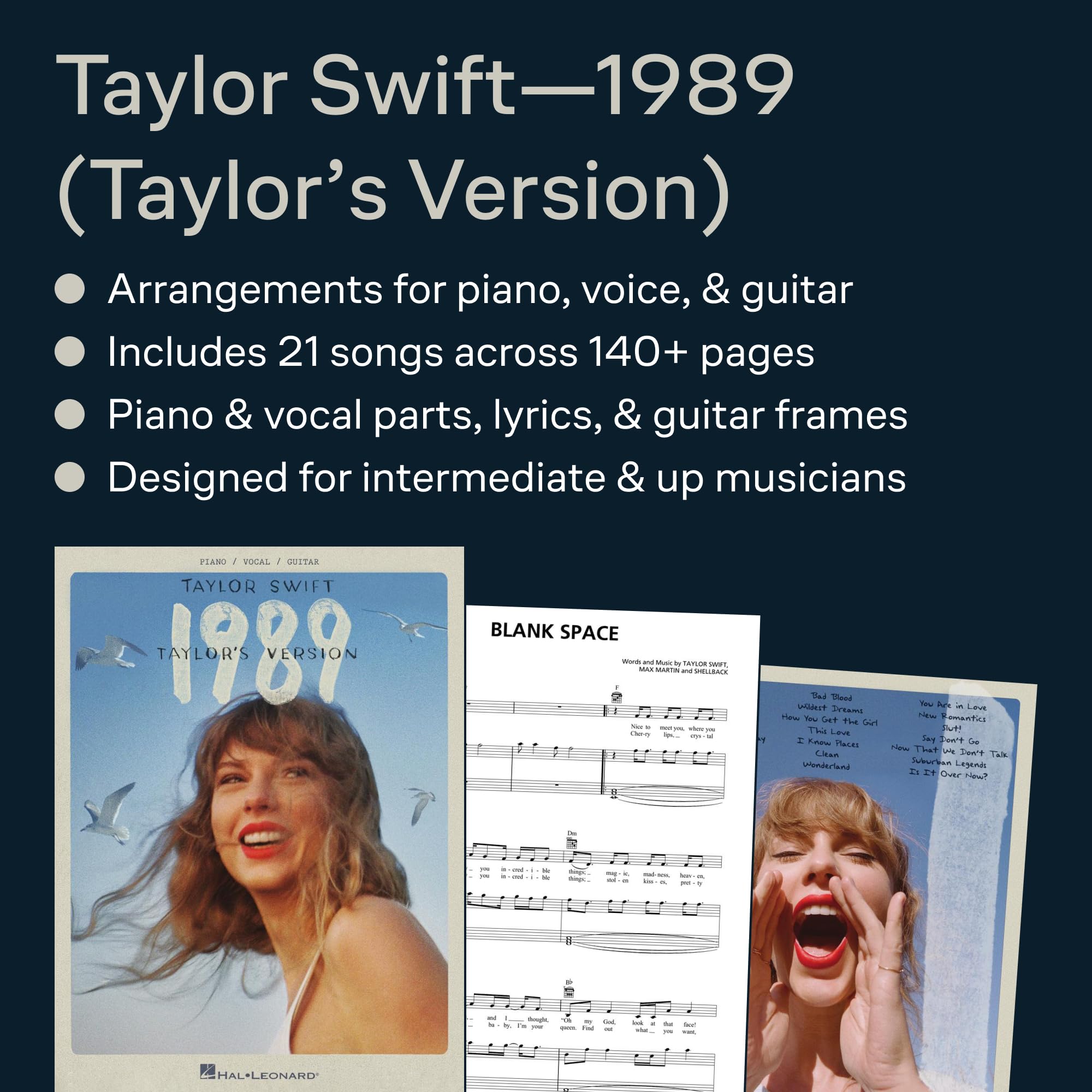Taylor Swift - 1989 Taylors Version Songbook | Piano/Vocal/Guitar Sheet Music Book for Beginners and Fans | Includes All Original Tracks Plus 5 From the Vault | Perfect Gift for Musicians and Teachers