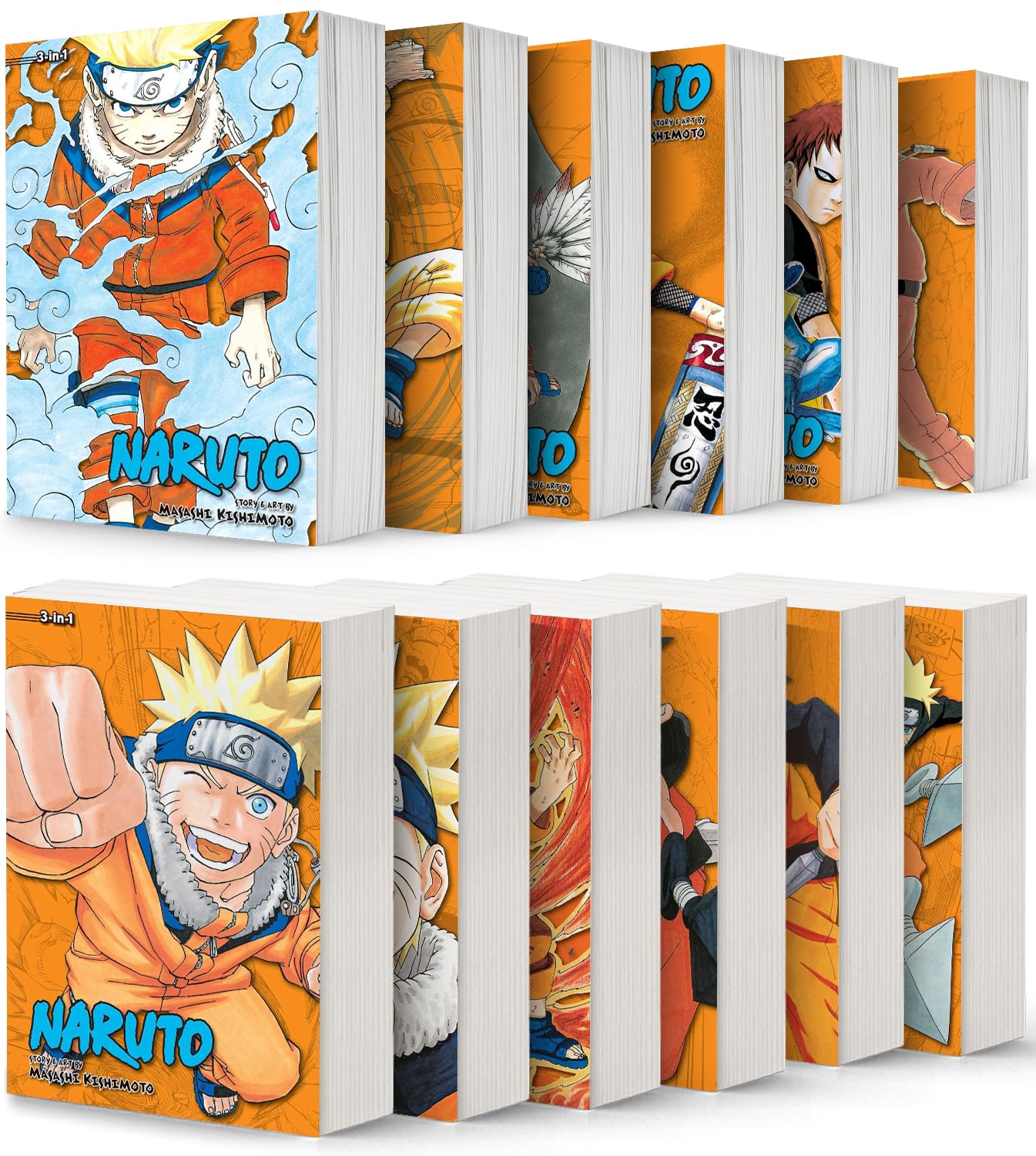 Naruto 3-in-1 Edition Manga Set Vol. 1-12 by Masashi Kishimoto