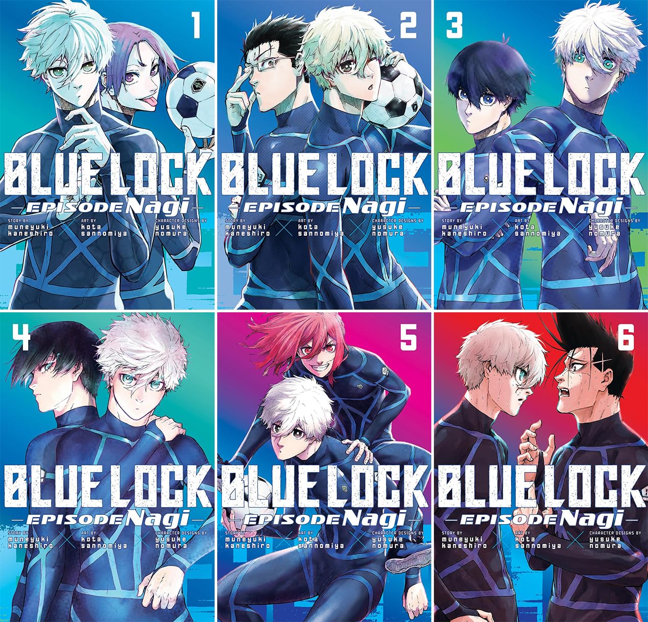 Blue Lock: Episode Nagi Series Vol.1-6, 6 Books Collection Set by Kota Sannomiya
