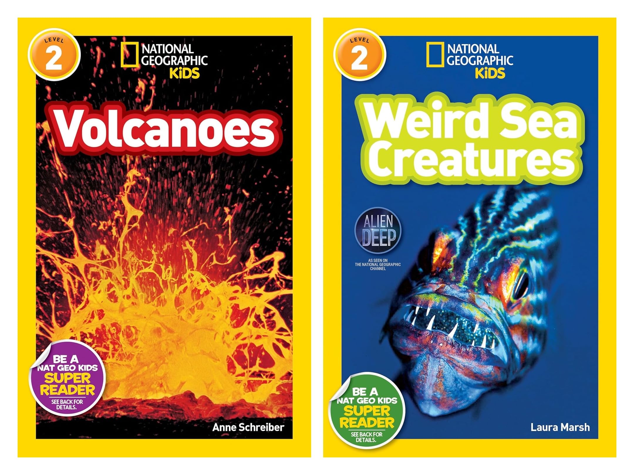 National Geographic Kids Readers Level 2 Book Set (9 Books) – Sea Turtles, Sharks, Stacey Abrams, Thomas Edison, Ugly Animals, Vikings, Volcanoes, ... Creatures, Wolves – Nonfiction Books for Kids