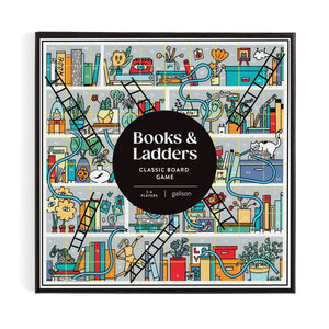 Galison Books and Ladders – Literary Version of Classic Snakes and Ladders Board Game for Adults and Kids Alike Perfect for Family Game Night, 2-4 Players, Medium
