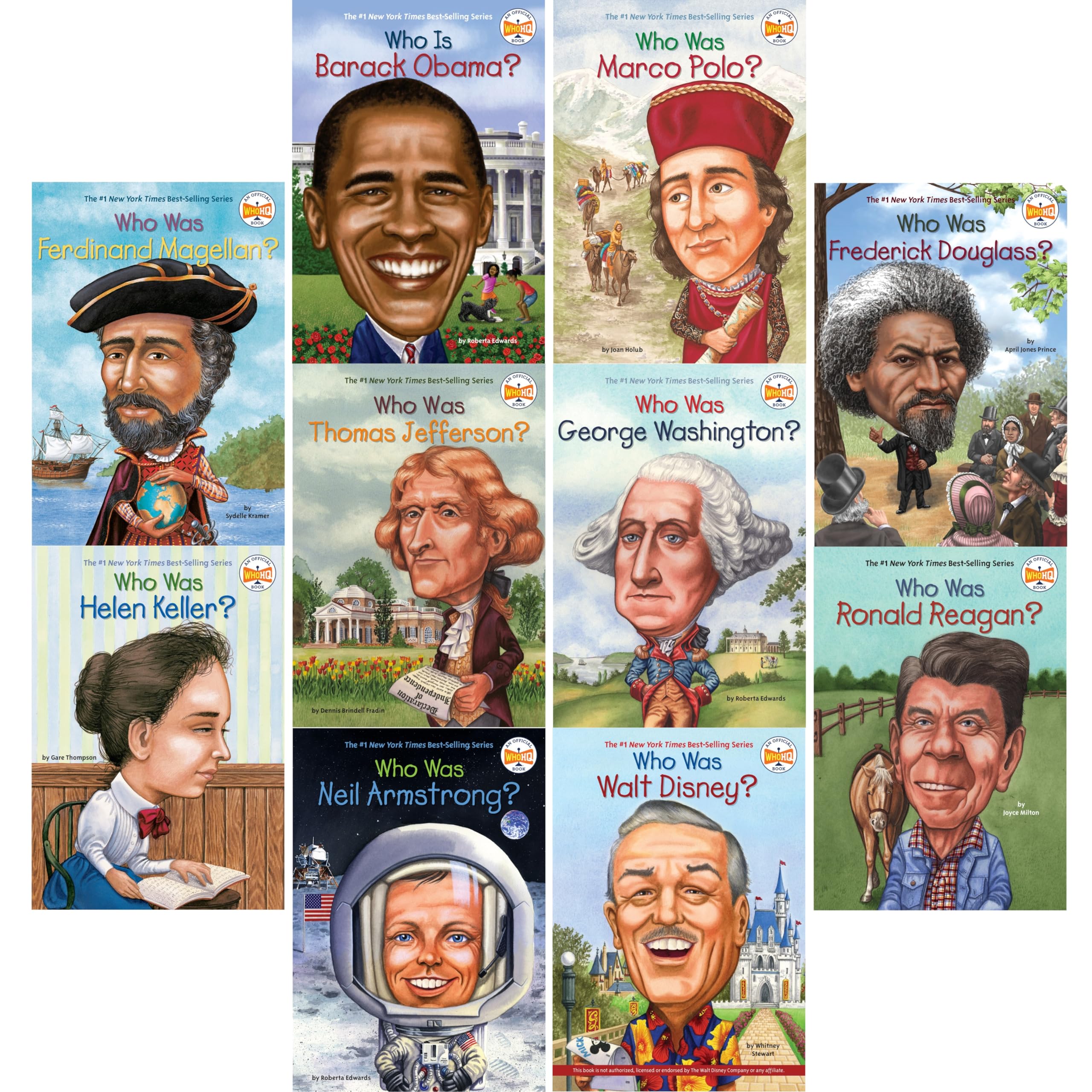 Who Is (Who Was) Series (10 Book Set) - George Washington, Frederick Douglas, Neil Armstrong, Ronald Reagan, Thomas Jefferson, Marco Polo, Walt Disney, & More!