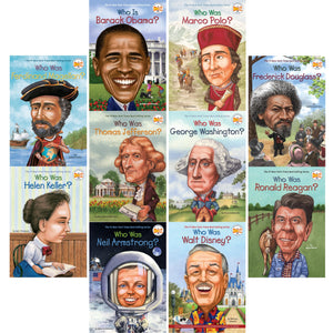 Who Is (Who Was) Series (10 Book Set) - George Washington, Frederick Douglas, Neil Armstrong, Ronald Reagan, Thomas Jefferson, Marco Polo, Walt Disney, & More!