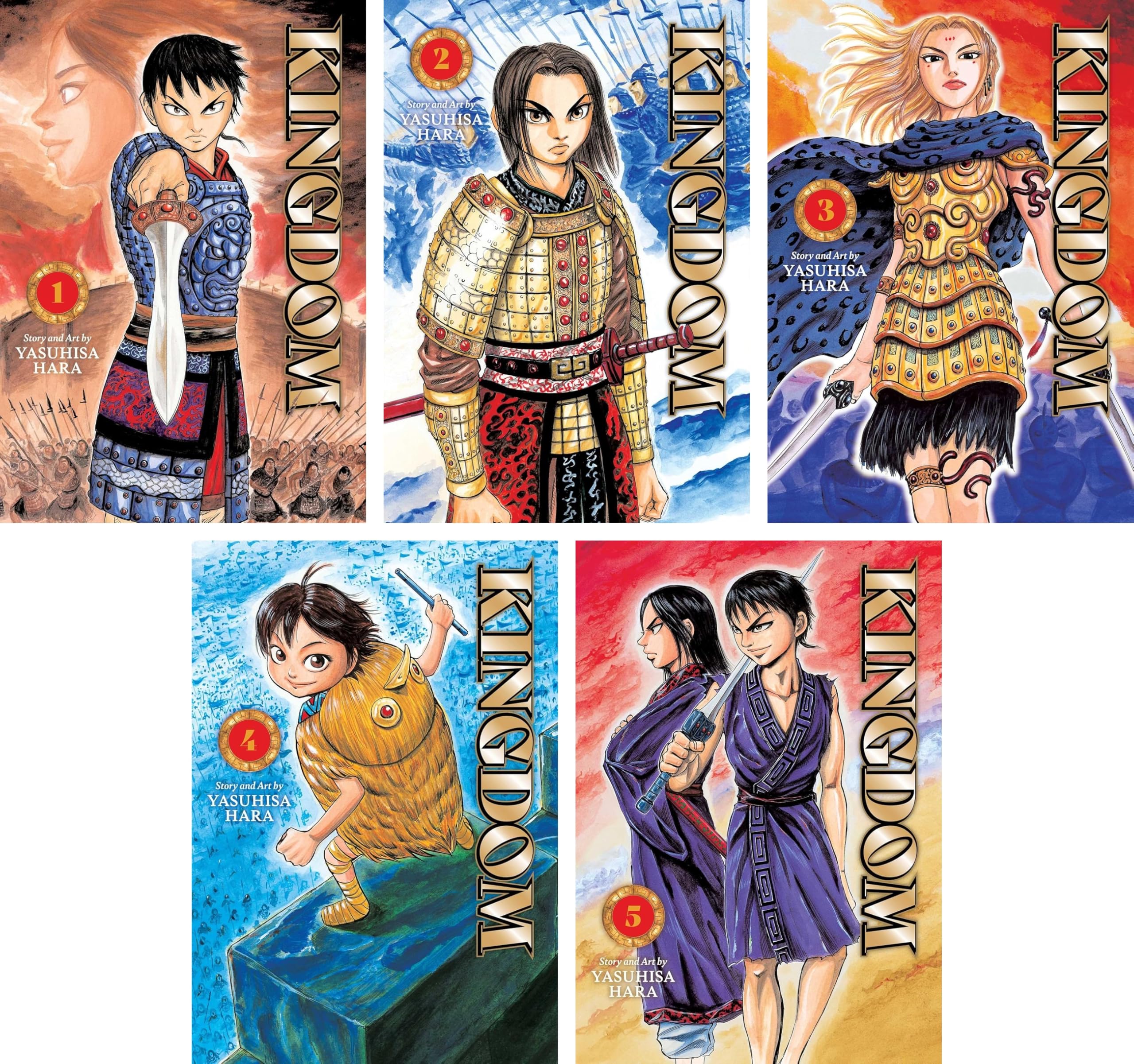 Kingdom Manga Books Set Vol. 1-5 (5 Book Collection) by Yasuhisa Hara – English Paperback Manga Series