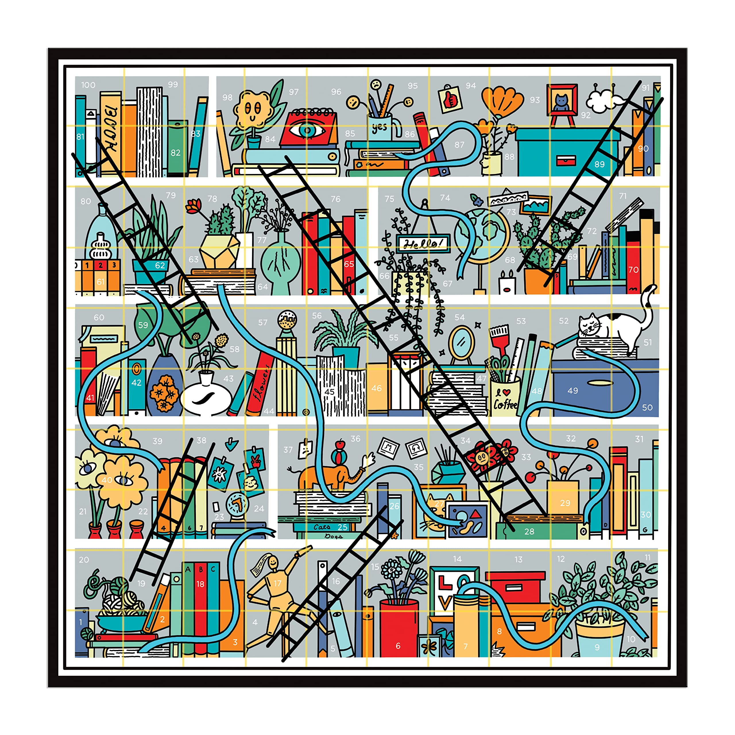 Galison Books and Ladders – Literary Version of Classic Snakes and Ladders Board Game for Adults and Kids Alike Perfect for Family Game Night, 2-4 Players, Medium