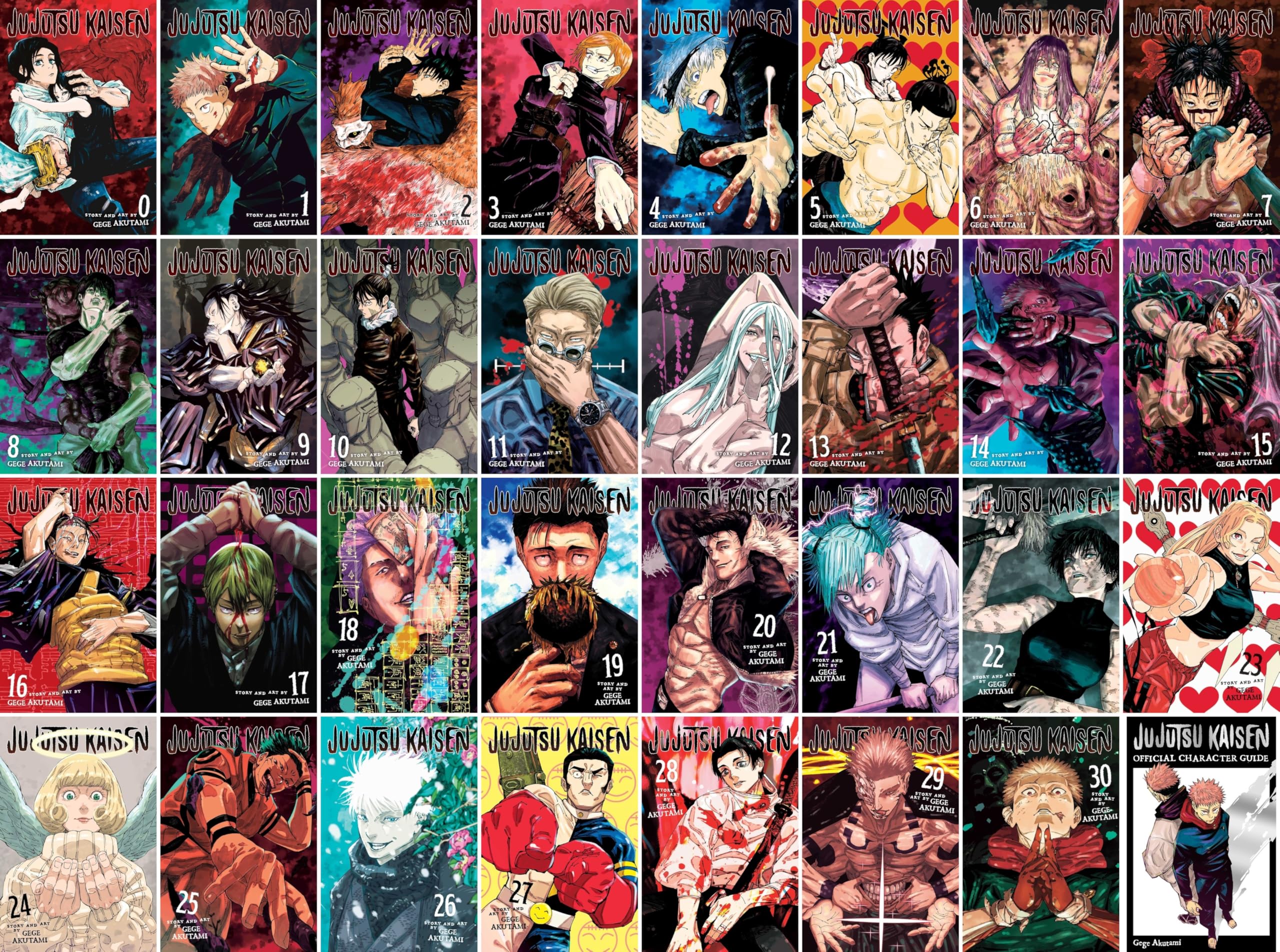 Jujutsu Kaisen Complete Manga Series Set (Vol 0–30 + Guide) 32 Books Collection by Gege Akutami