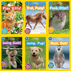 National Geographic Kids Animals Set : Jump, Pup! Peek, Otter! Go, Cub! Play, Kitty! Trot, Pony! Hoot, Owl!