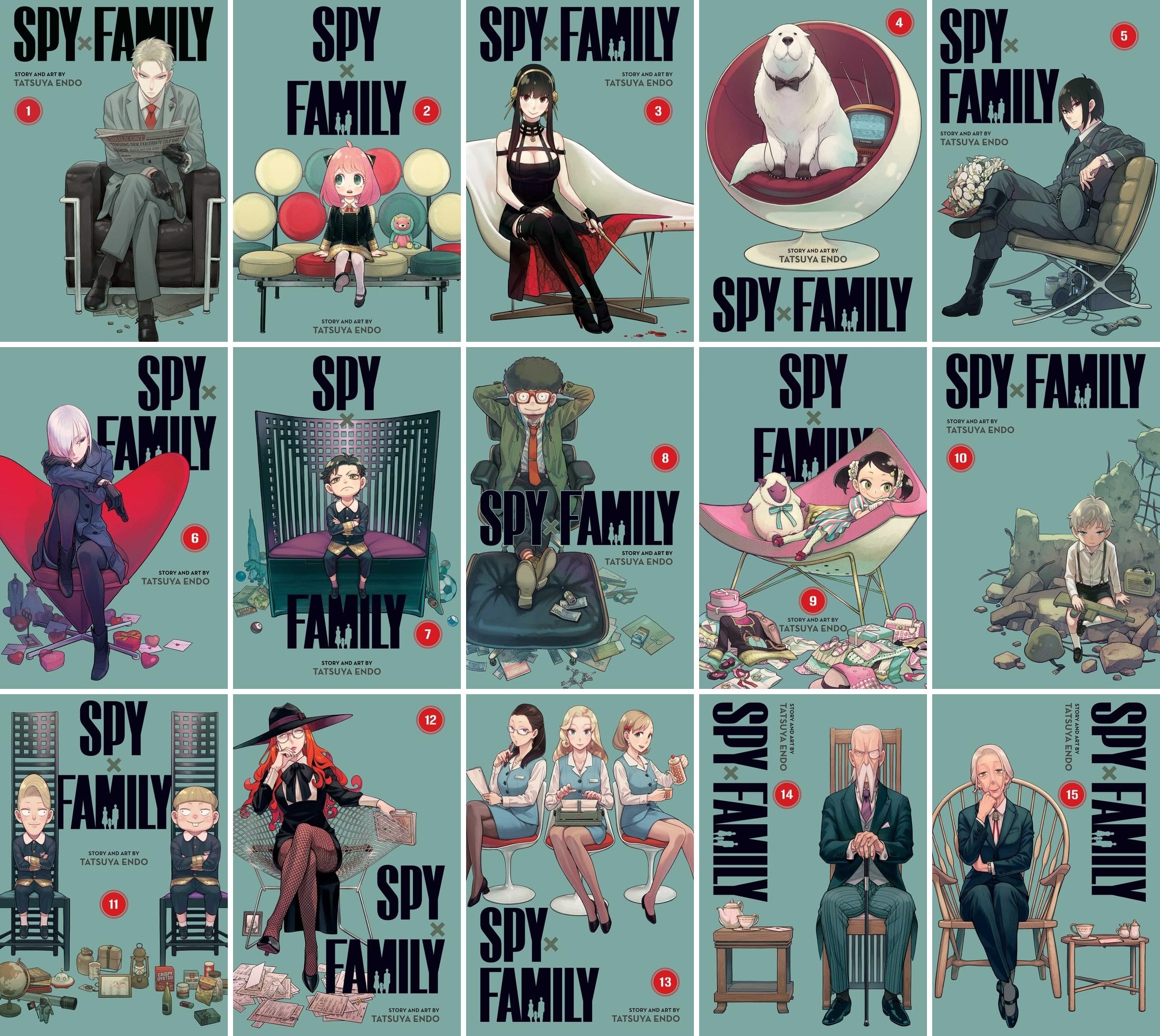 Spy x Family Series Vol. 1-15. Set of 15 Books by Tatsuya Endo
