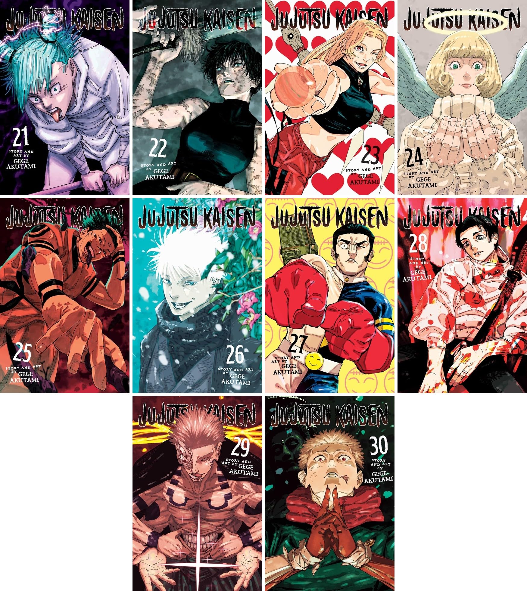 Jujutsu Kaisen Manga Series Vol. 21-30, 10 Books Collection Set by Gege Akutami