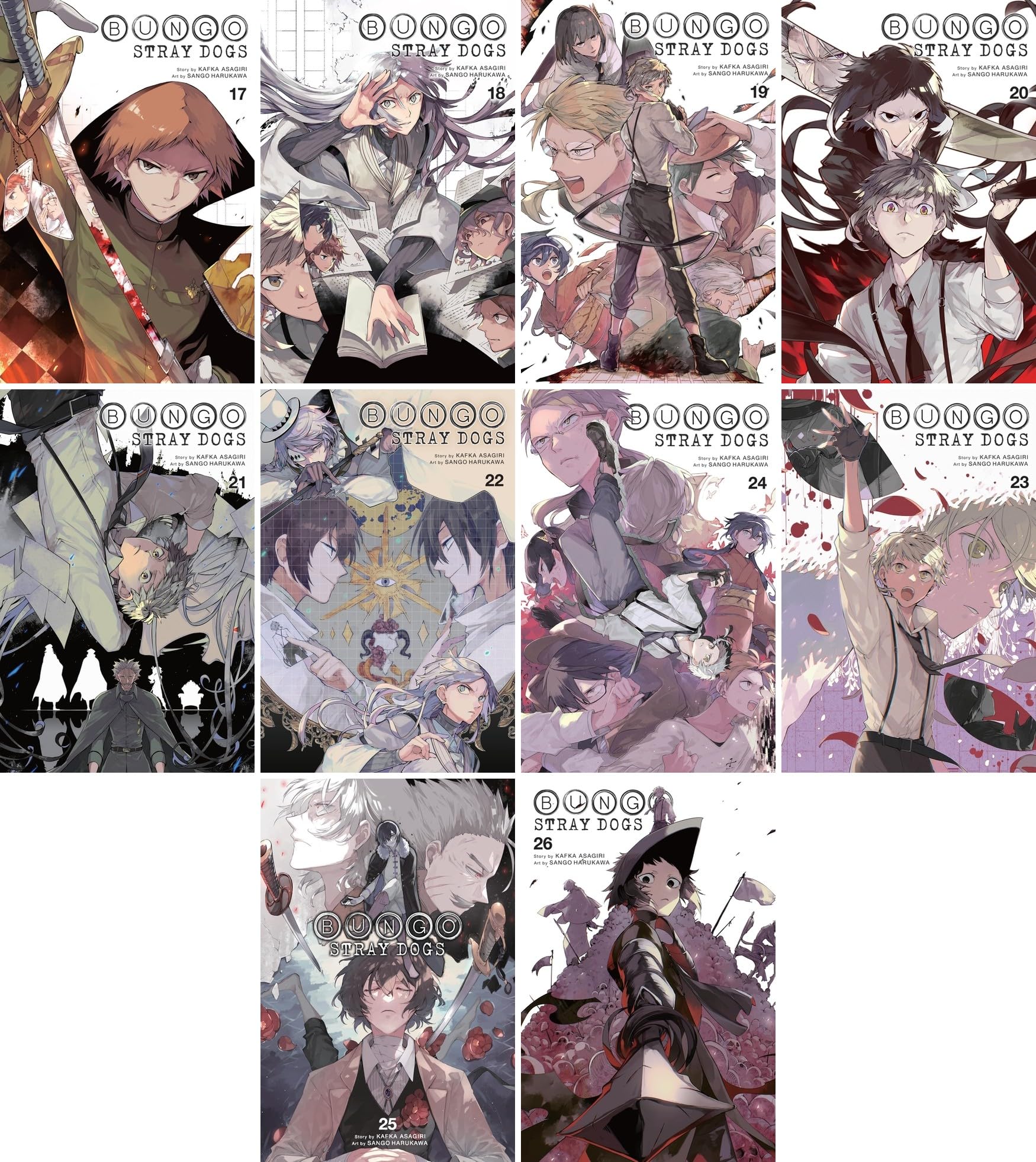 Bungo Stray Dogs Vol. 17–26, 10-Book Collection Set by Kafka Asagiri