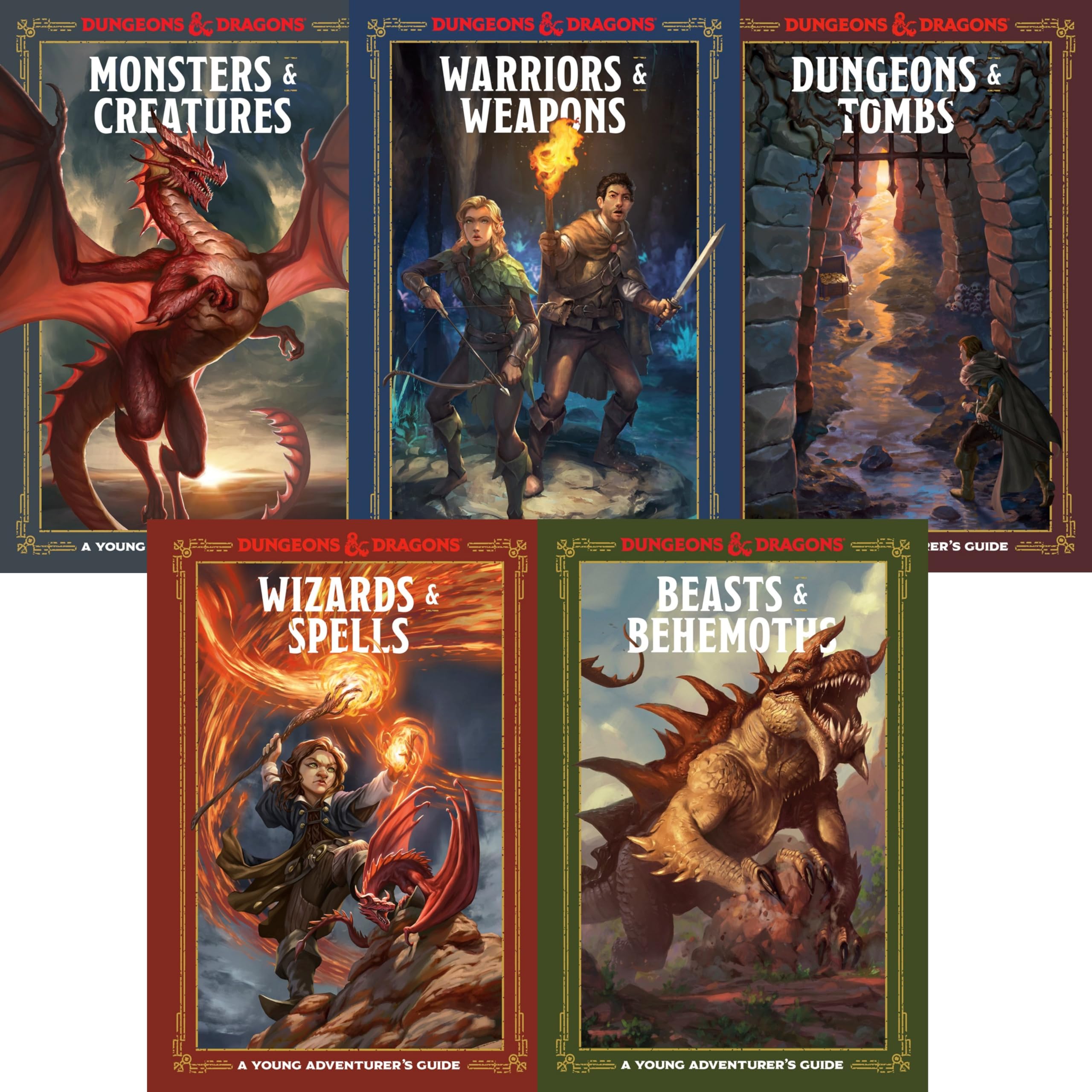 Dungeons & Dragons Young Adventurer’s Guides Series 5 Books Set - Monsters & Creatures, Warriors & Weapons, Dungeons & Tombs, Wizards & Spells, Beasts & Behemoths