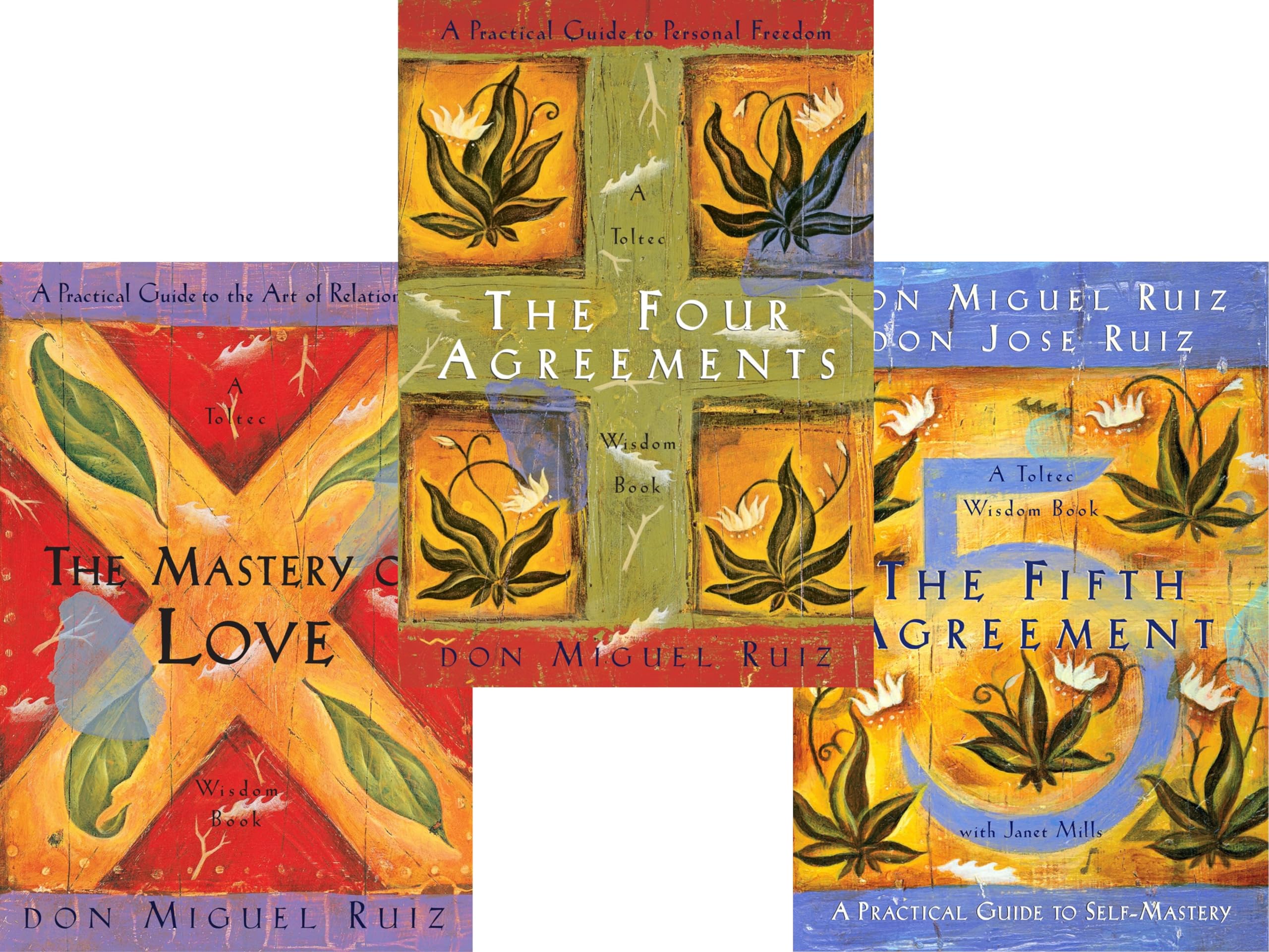 Don Miguel Ruiz Toltec Wisdom Series Collection 3 Books Set,(The Four Agreements: Practical Guide to Personal Freedom, The Mastery of Love and The Fifth Agreement)