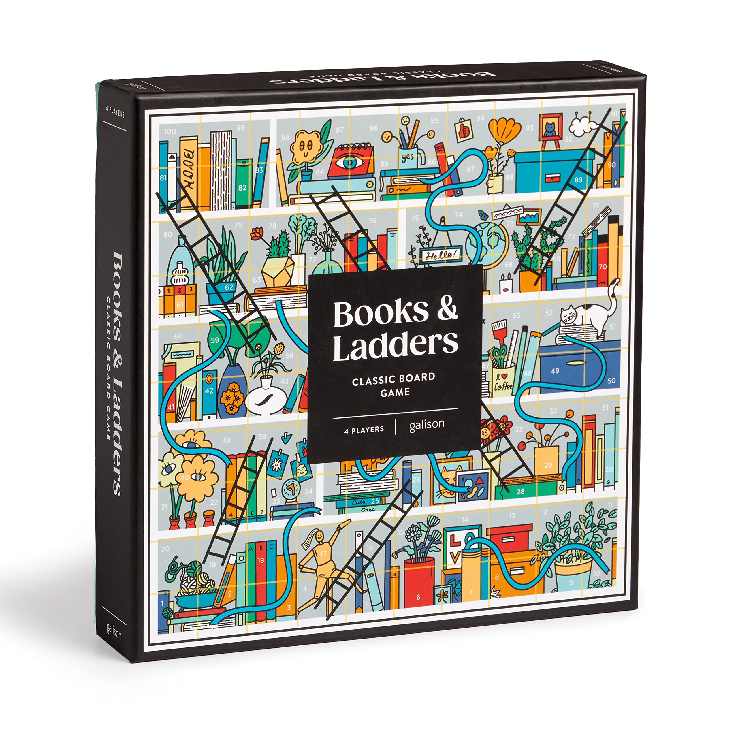 Galison Books and Ladders – Literary Version of Classic Snakes and Ladders Board Game for Adults and Kids Alike Perfect for Family Game Night, 2-4 Players, Medium