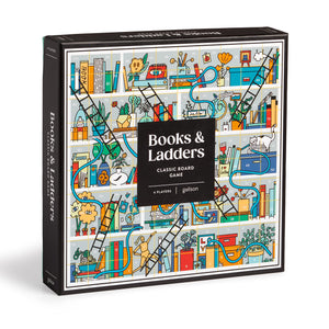 Galison Books and Ladders – Literary Version of Classic Snakes and Ladders Board Game for Adults and Kids Alike Perfect for Family Game Night, 2-4 Players, Medium
