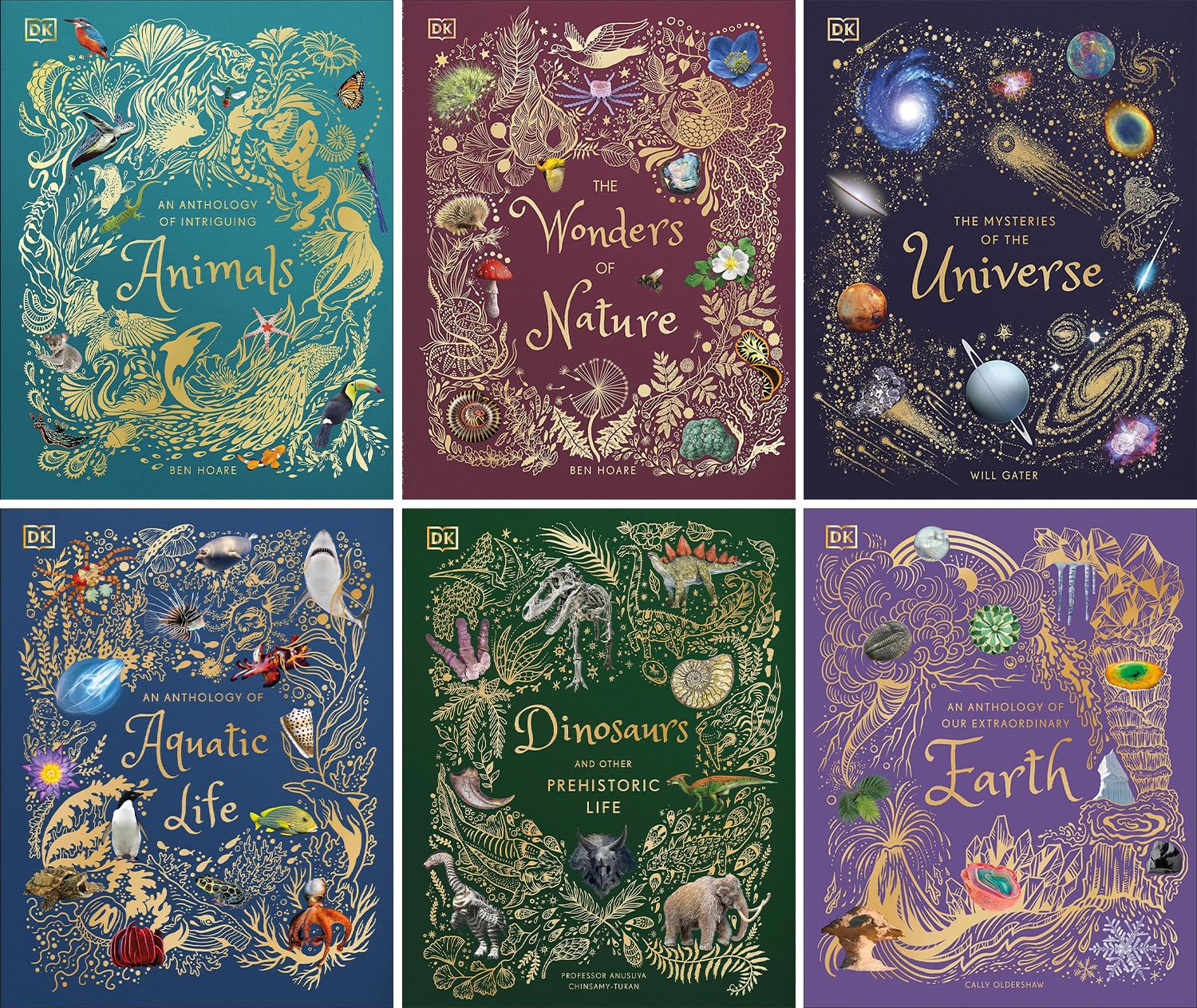 DK Children's Anthologies Set of 6 Books. Wonders of Nature, Mysteries of the Universe, Anthology of Intriguing Animals, Dinosaurs and other Prehistoric Life, Aquatic Life & Our Extraordinary Earth