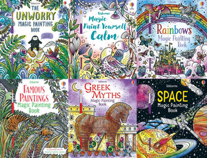 Magic Painting Book 6 Books Collection Pack Set #4 (Famous Paintings, Greek Myths, Magic Paint Yourself Calm, Rainbows,Space,Unworry)