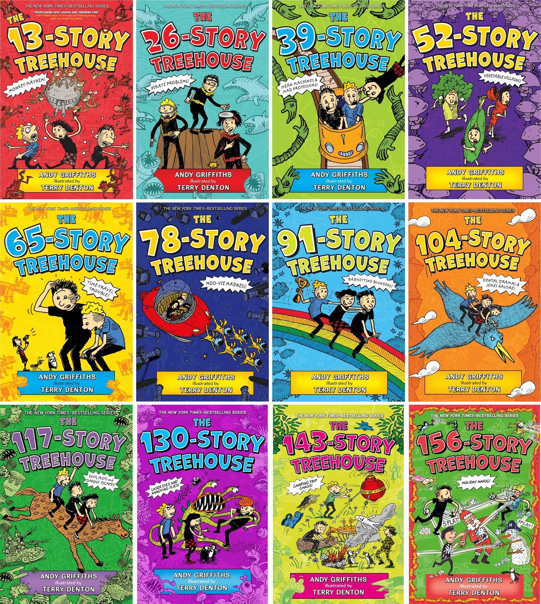 The Treehouse Books Series 12 Books Collection Set by Andy Griffiths & Terry Denton – 13-Story to 156-Story Treehouse
