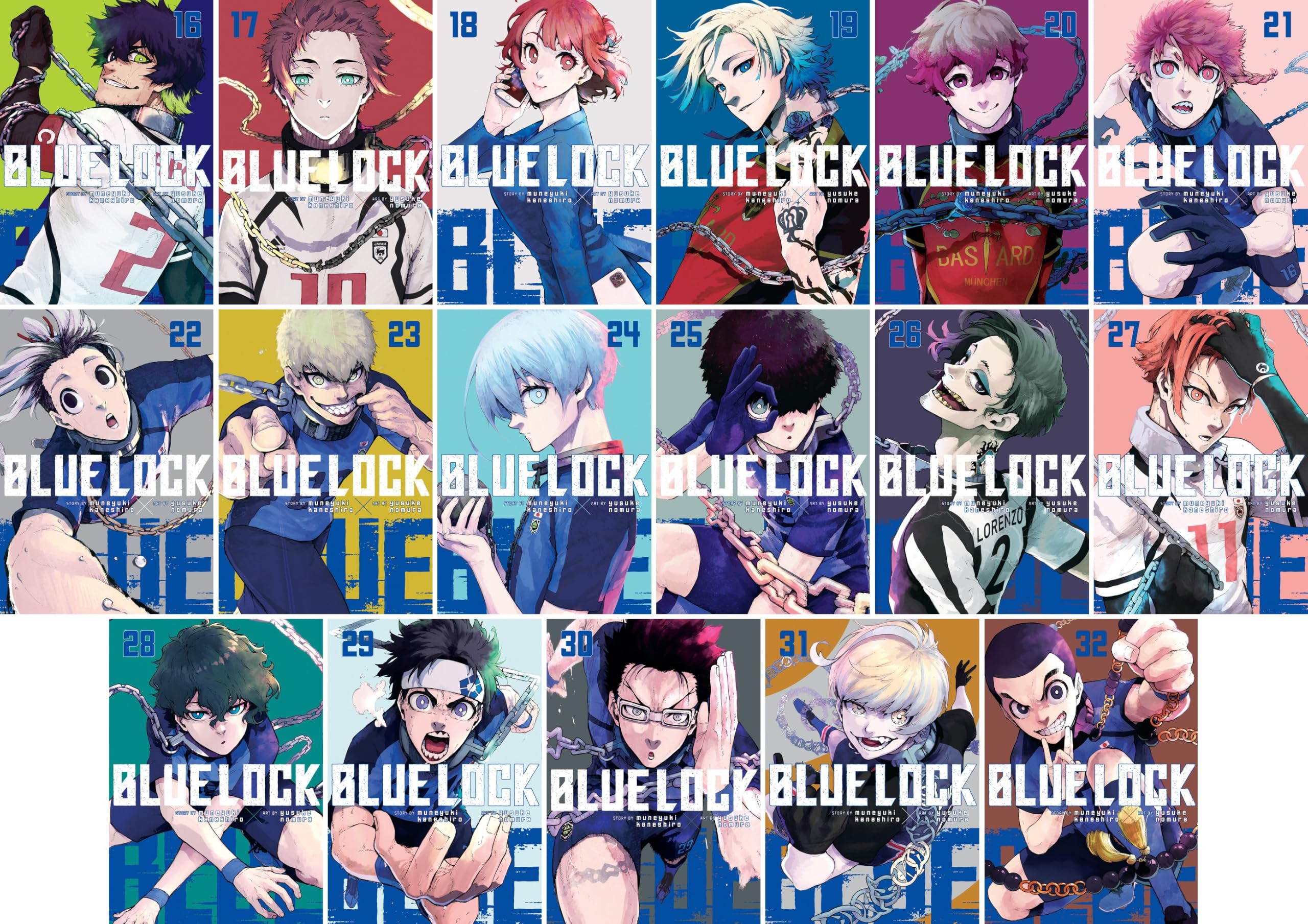 Blue Lock Series Vol. 16-32, 17 Books Collection Set by Muneyuki Kaneshiro