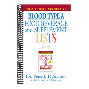 Blood Type a Food, Beverage and Supplement Lists