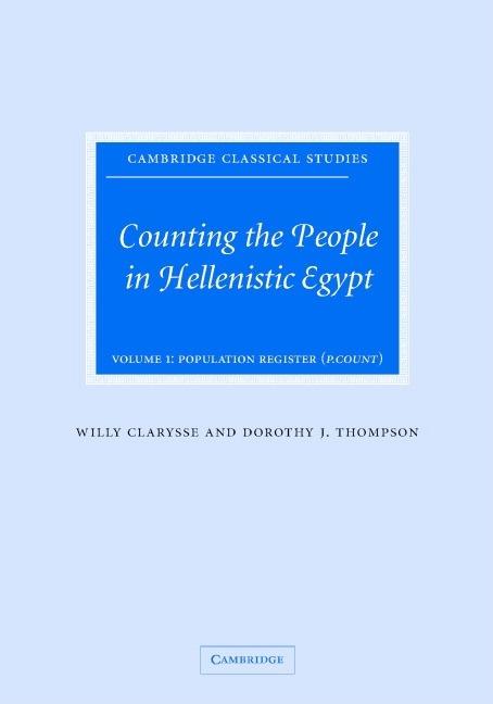 Counting the People in Hellenistic Egypt 2 Volume Hardback Set (Cambridge Classical Studies)
