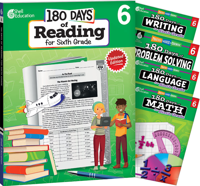 180 Days(tm) Reading, Math, Problem Solving, Writing, & Language for Grade 6: 5-Book Set: Practice, Assess, Diagnose (180 Days of Practice) (1ST ed.)