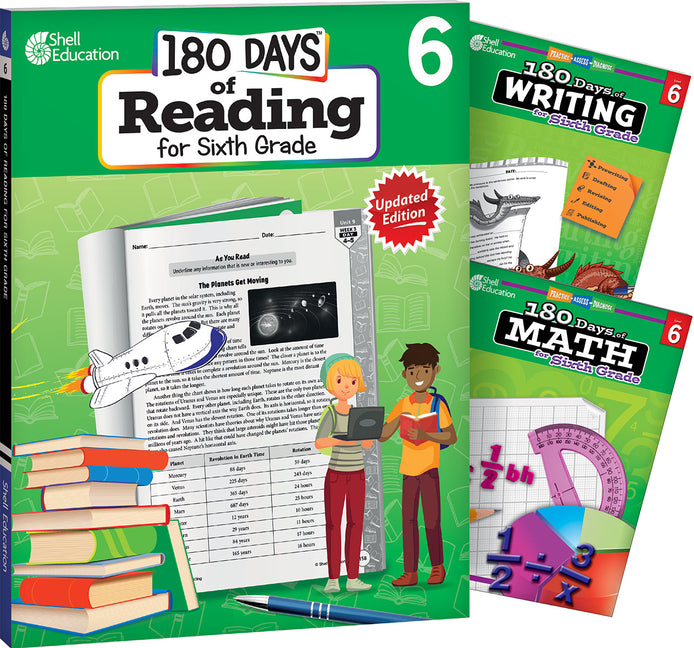180 Days(tm) Reading, Writing and Math for Grade 6: 3-Book Set: Practice, Assess, Diagnose (180 Days of Practice) (1ST ed.)