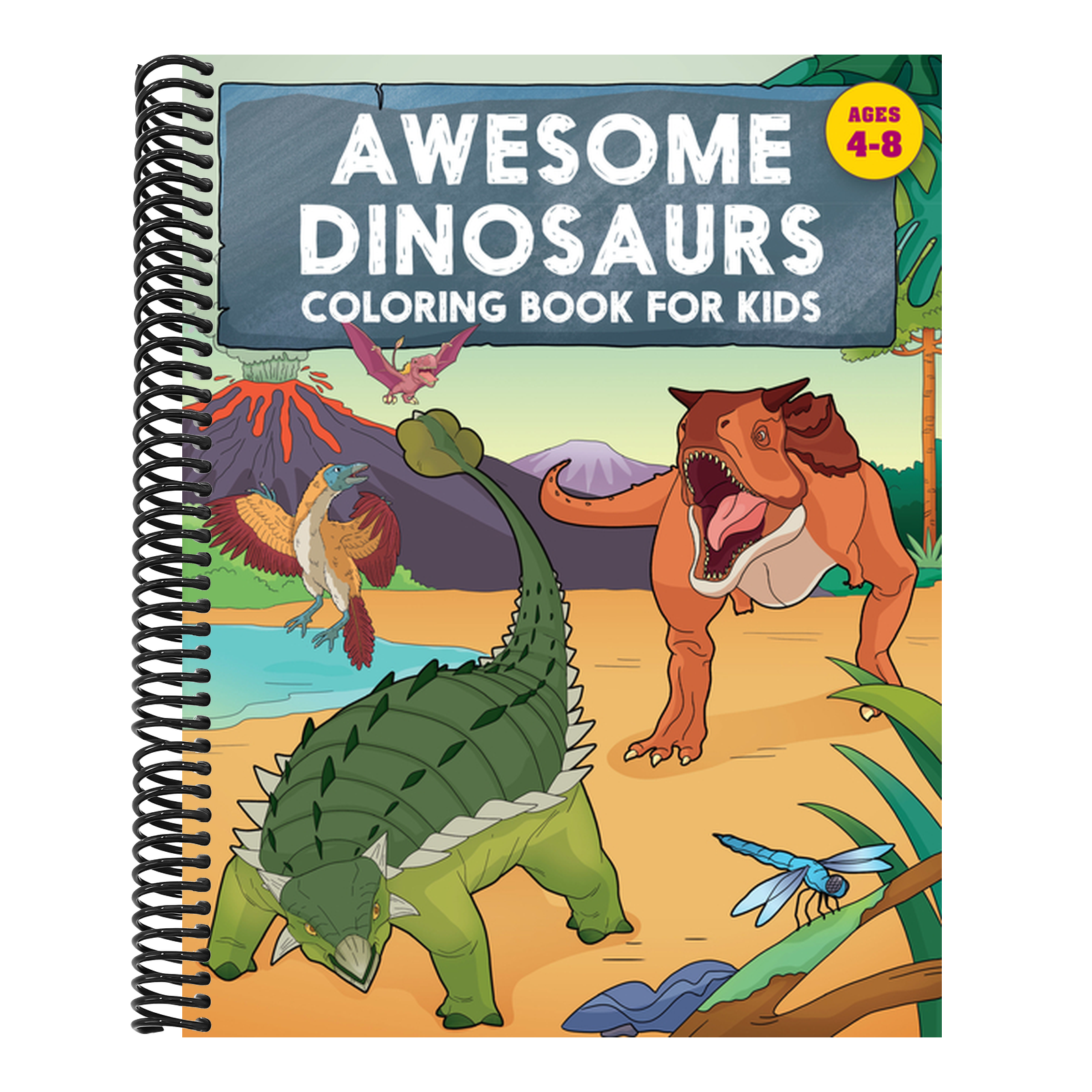 Awesome Dinosaurs Coloring Book for Kids: Ages 4-8