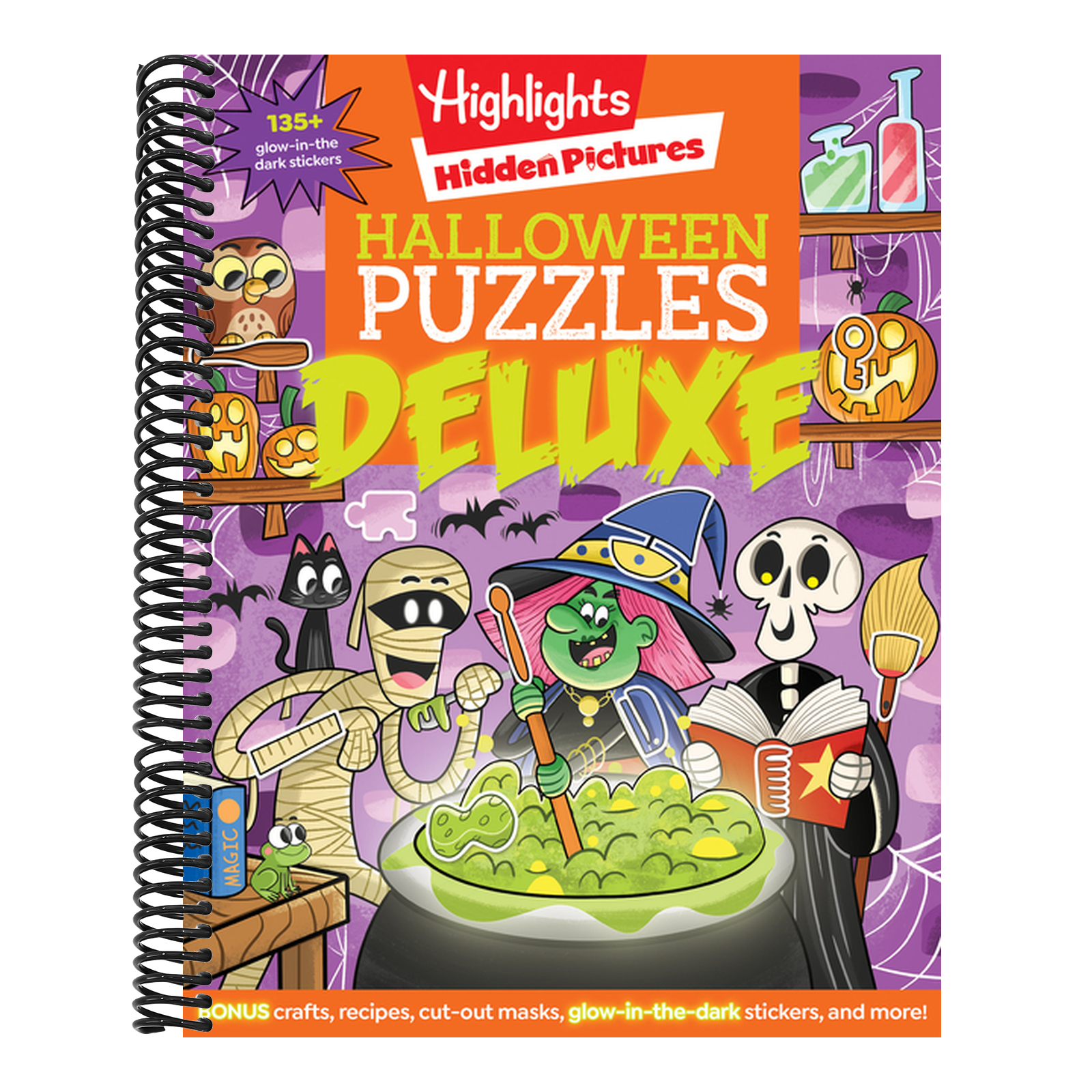 Halloween Puzzles Deluxe: Jumbo Halloween Gift for Kids with Seek and Find Puzzles, Over 600 Hidden Objects, 135 Glow-In-The-Dark Stickers, Recipes an