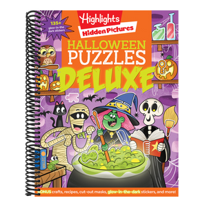 Halloween Puzzles Deluxe: Jumbo Halloween Gift for Kids with Seek and Find Puzzles, Over 600 Hidden Objects, 135 Glow-In-The-Dark Stickers, Recipes an