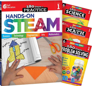 180 Days(tm) Steam, Science, Math, & Problem Solving Grade 1: 4-Book Set: Practice, Assess, Diagnose (180 Days of Practice) (1ST ed.)