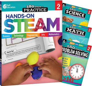 180 Days(tm) Steam, Science, Math, & Problem Solving Grade 2: 4-Book Set: Practice, Assess, Diagnose (1ST ed.)