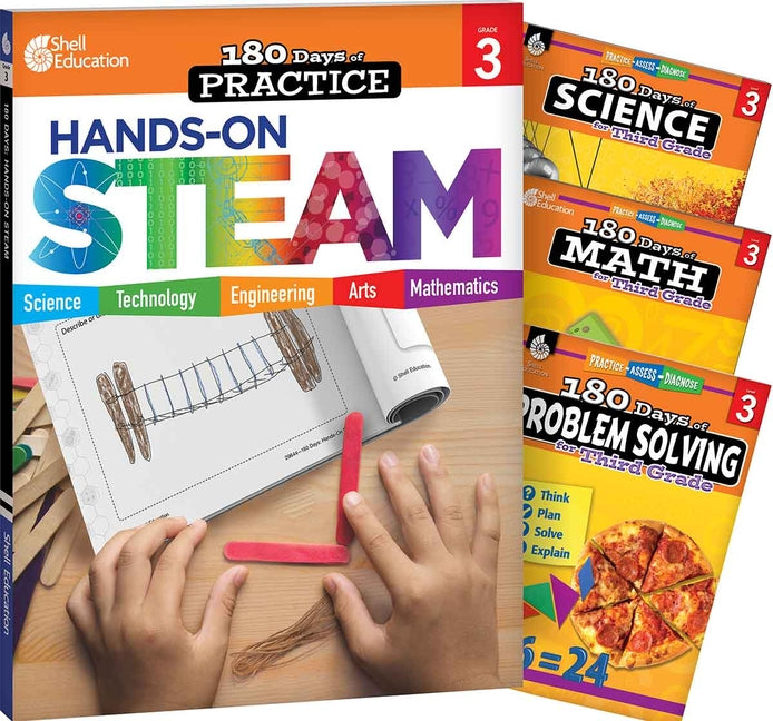 180 Days(tm) Steam, Science, Math, & Problem Solving Grade 3: 4-Book Set: Practice, Assess, Diagnose (180 Days of Practice) (1ST ed.)