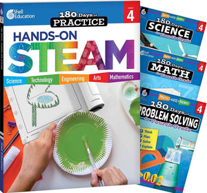 180 Days(tm) Steam, Science, Math, & Problem Solving Grade 4: 4-Book Set: Practice, Assess, Diagnose (180 Days of Practice) (1ST ed.)