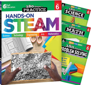 180 Days(tm) Steam, Science, Math, & Problem Solving Grade 6: 4-Book Set: Practice, Assess, Diagnose (180 Days of Practice) (1ST ed.)