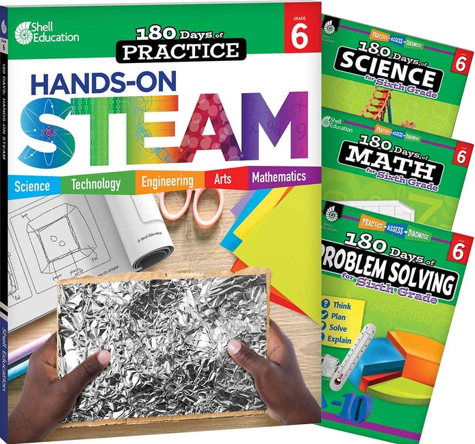 180 Days(tm) Steam, Science, Math, & Problem Solving Grade 6: 4-Book Set: Practice, Assess, Diagnose (180 Days of Practice) (1ST ed.)