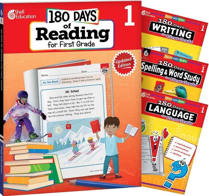 180 Days(tm) Reading 2nd Ed, Writing, Spelling, & Language Grade 1: 4-Book Set: Practice, Assess, Diagnose (180 Days of Practice) (1ST ed.)