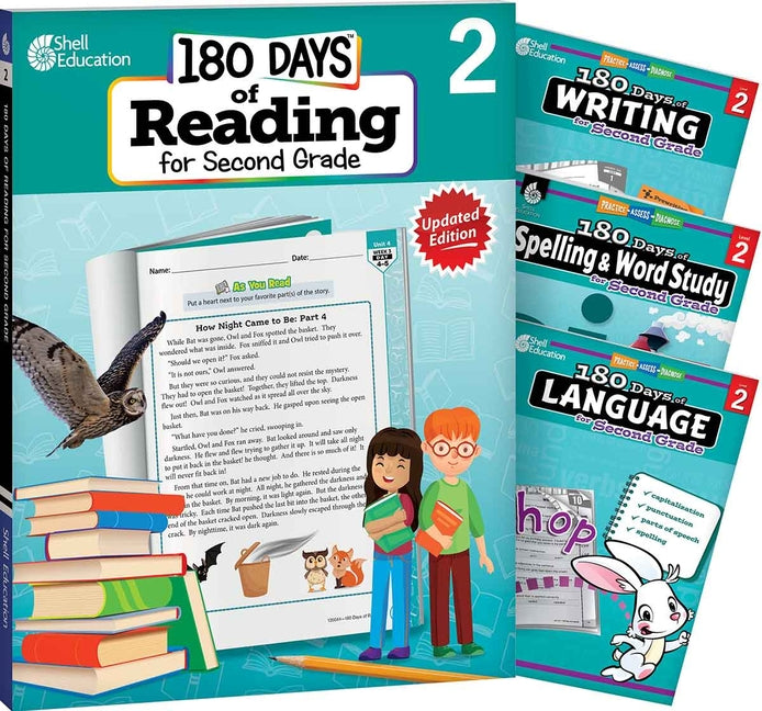 180 Days(tm) Reading 2nd Ed, Writing, Spelling, & Language Grade 2: 4-Book Set: Practice, Assess, Diagnose (180 Days of Practice) (1ST ed.)
