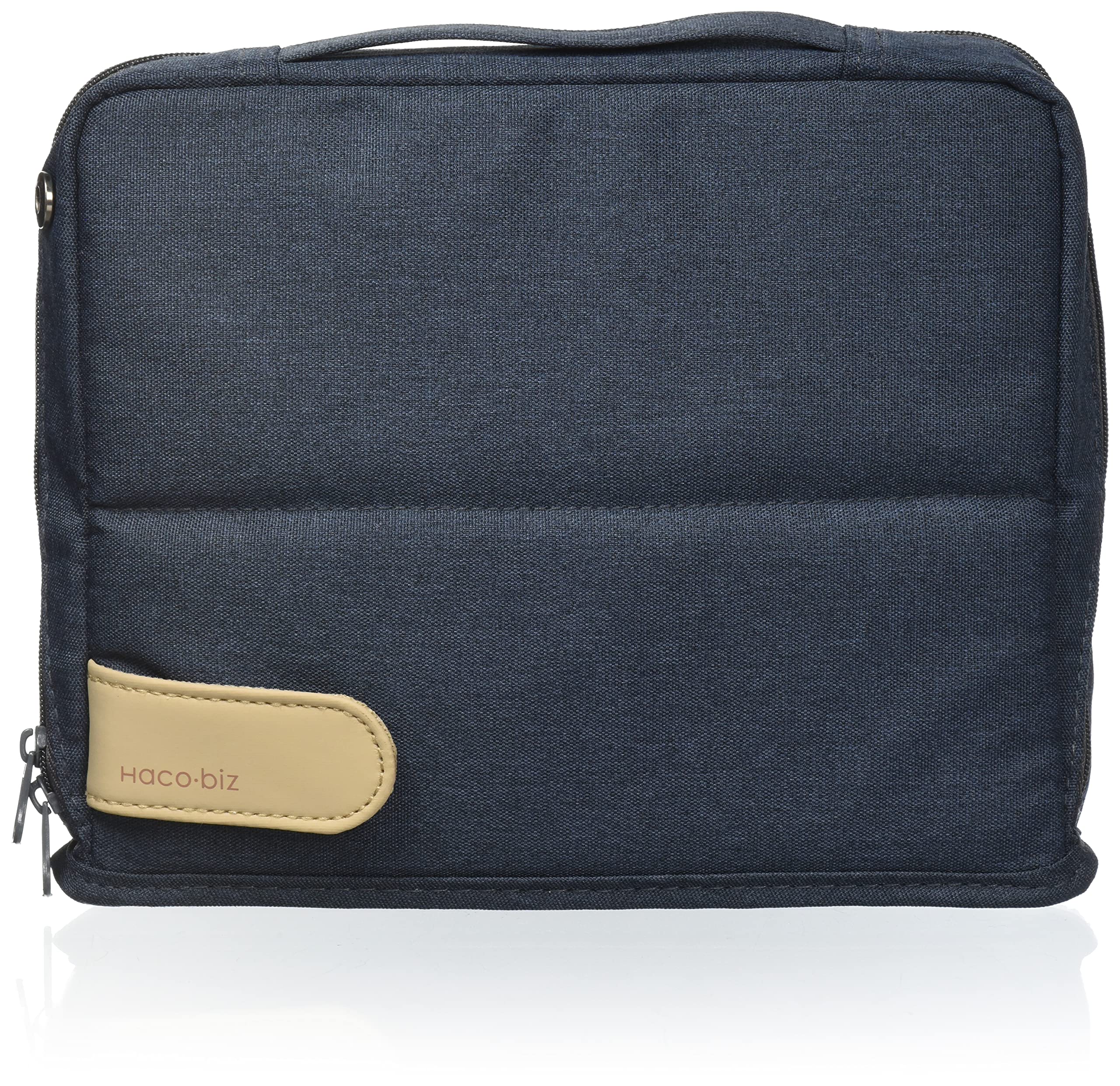 KOKUYO Pencil Case Pouch, Haco-Biz Standing Pen Pouch Bag, Foldable Stand up Pencil Holder Organizer, Large Capacity Portable Pencil Box for School Supplies, Navy x Khaki, Japan Import (KAHA-HB11B)